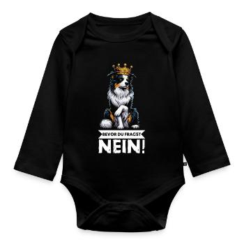 Before you ask: Australian Shepherd Aussie Aussie - Organic Longsleeve Baby Bodysuit - black - Front