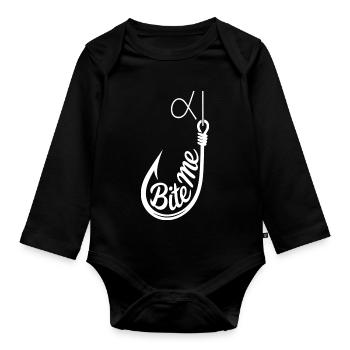 Bite Me Hook Graphic Tee - Organic Longsleeve Baby Bodysuit - black - Front