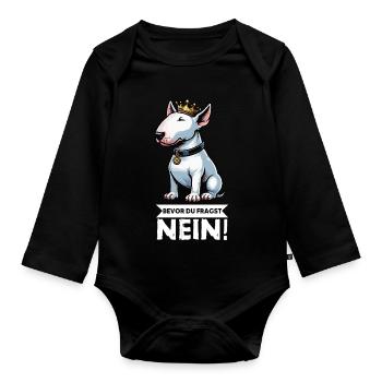 Bevor Du Fragst Miniatur Bullterrier Bully Bullys - Baby Bio-Langarm-Body - Schwarz - Vorne