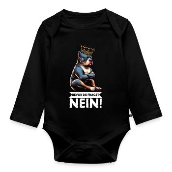 Bevor Du Fragst Nein American Bully Bully Pit - Baby Bio-Langarm-Body - Schwarz - Vorne