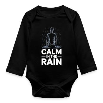 Calm In The Rain Regen - Organic Longsleeve Baby Bodysuit - black - Front
