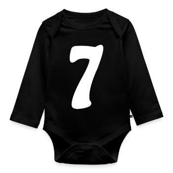 Seven: Minimalist Numeral 7 | Seventh - Organic Longsleeve Baby Bodysuit - black - Front