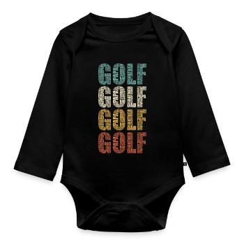 Golf Papa Vater Papa Papa Vintage-Golfer-Geschenk - Baby Bio-Langarm-Body - Schwarz - Vorne