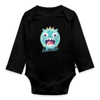 Petit monstre (avec texte) - Body Bébé bio manches longues - noir - Devant