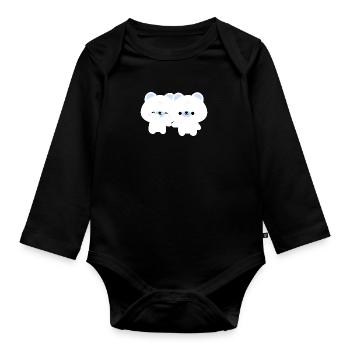 Couple d’ours polaires - Body Bébé bio manches longues - noir - Devant