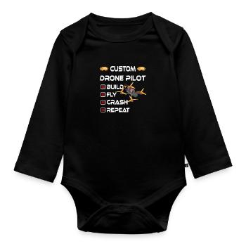 Pilote de drone personnalisé - Body Bébé bio manches longues - noir - Devant