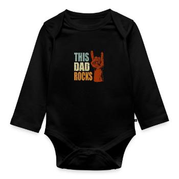Ce papa rock rock pour papa pour la fête des pères - Body Bébé bio manches longues - noir - Devant