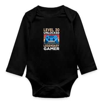 Level 30 Unlocked 30. Geburtstag Gamer - Baby Bio-Langarm-Body - Schwarz - Vorne