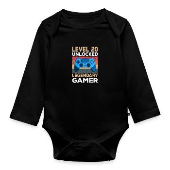 Level 20 Unlocked 20th Birthday Gamer - Organic Longsleeve Baby Bodysuit - black - Front