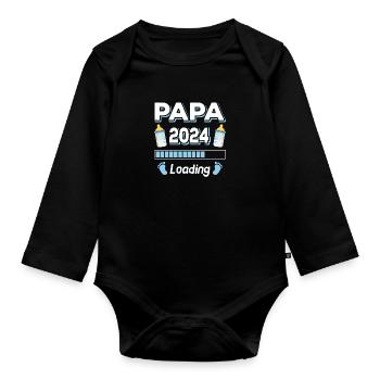 Papa Loading 2024 Père Pères Fête des Pères - Body Bébé bio manches longues - noir - Devant