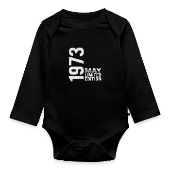 May 1973 limited Edition Year of birth - Organic Longsleeve Baby Bodysuit - black - Front