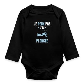 je peux pas j'ai plongée - Body Bébé bio manches longues - noir - Devant