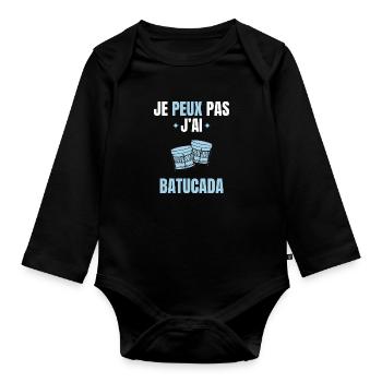 je peux pas j'ai batucada - Body Bébé bio manches longues - noir - Devant
