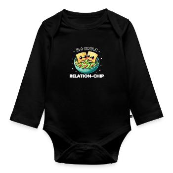 In A Serious Relation-Chip Funny Puns Valentine - Organic Longsleeve Baby Bodysuit - black - Front