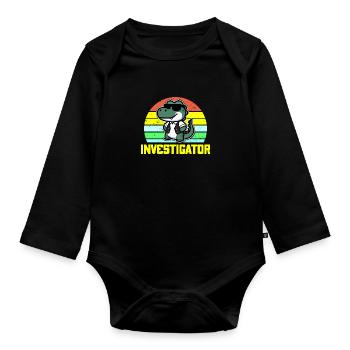 Enquêteur Drôle Alligator Cool Portant Un Gilet - Body Bébé bio manches longues - noir - Devant