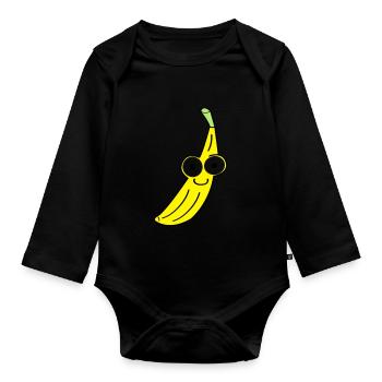 banane - Baby Bio-Langarm-Body - Schwarz - Vorne