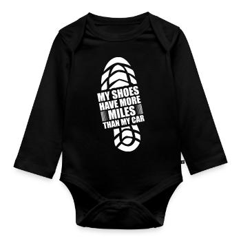 Laufkilometer Training - Marathon - Baby Bio-Langarm-Body - Schwarz - Vorne