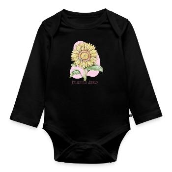 Sonnenblume gewöhnliche botanische Zeichnung - Baby Bio-Langarm-Body - Schwarz - Vorne