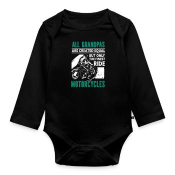Cool Saying Motorcycle Grandpa - Organic Longsleeve Baby Bodysuit - black - Front