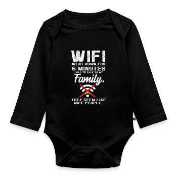 WiFi wurde lustiges Zitat mit der Familie Teen Vid - Baby Bio-Langarm-Body - Schwarz - Vorne