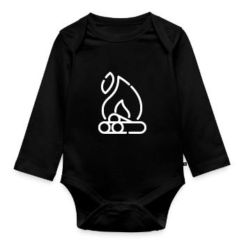Idée de cadeau Campfire lineart blanc - Body Bébé bio manches longues - noir - Devant