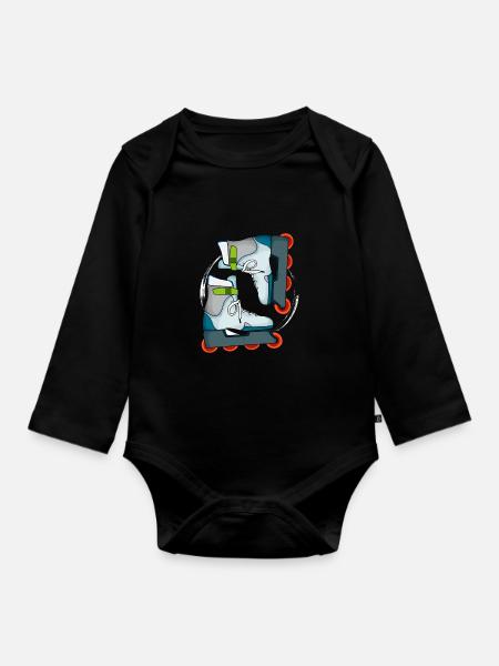 Inline Skates Skater Logo - Baby Bio-Langarm-Body - Schwarz
