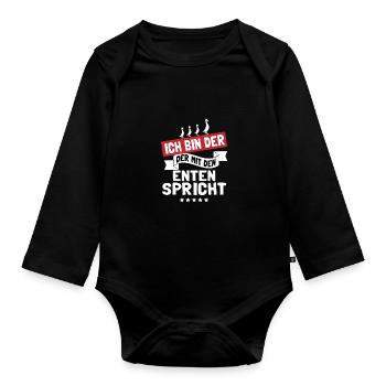 Laufente Laufentenzüchter Laufentenstall Enten - Baby Bio-Langarm-Body - Schwarz - Vorne