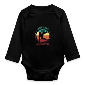 Grundschulabschluss Schulanfang Weiterführende - Baby Bio-Langarm-Body - Schwarz - Vorne