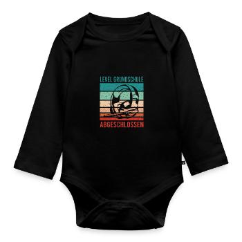 Grundschulabschluss Schulanfang Weiterführende - Baby Bio-Langarm-Body - Schwarz - Vorne