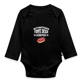 Mettbrötchen Mett Mettigel - Baby Bio-Langarm-Body - Schwarz - Vorne