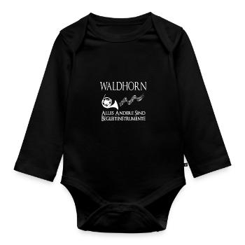 Waldhorn Hornspieler Waldhorn-Spieler - Baby Bio-Langarm-Body - Schwarz - Vorne