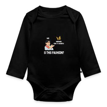 Witziges Anime Schmetterling Meme - Baby Bio-Langarm-Body - Schwarz - Vorne