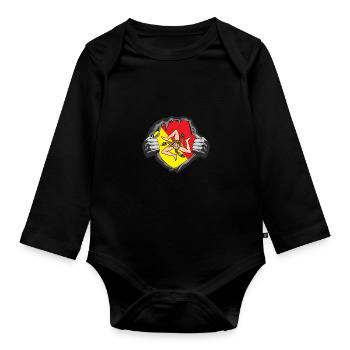 Sizilien Sizilianer Palermo Sicilia - Baby Bio-Langarm-Body - Schwarz - Vorne