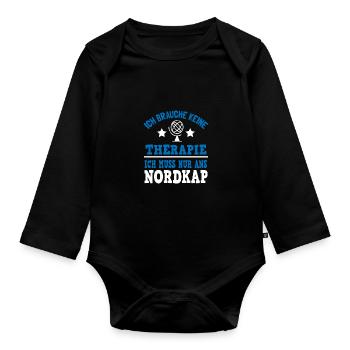 Nordkap Reise Norwegen Nordlichter - Baby Bio-Langarm-Body - Schwarz - Vorne