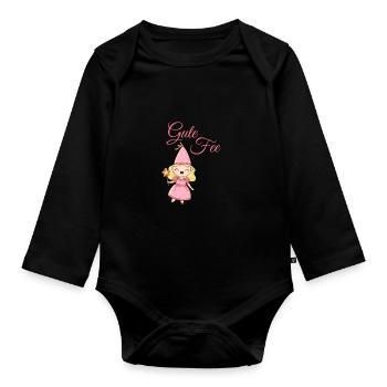 Gute Fee Märchenwesen Fabelwesen Fairy - Baby Bio-Langarm-Body - Schwarz - Vorne