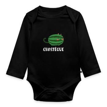 chastèque - Body Bébé bio manches longues - noir - Devant