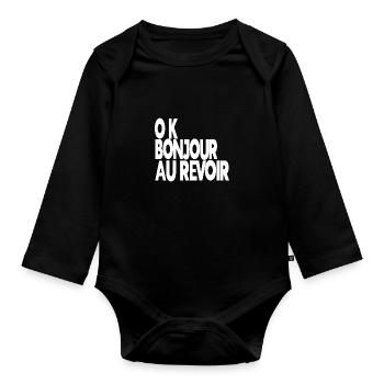 ok bonjour au revoir - Body Bébé bio manches longues - noir - Devant