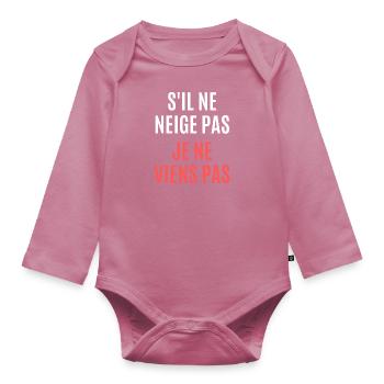 s'il ne neige pas je viens pas - Body Bébé bio manches longues - mauve - Devant