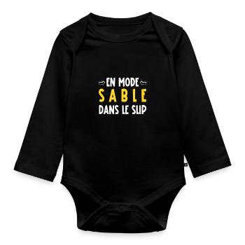 En mode sable dans le slip - Body Bébé bio manches longues - noir - Devant