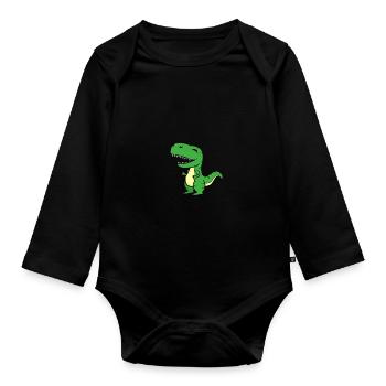 T-Rex - Organic Longsleeve Baby Bodysuit - black - Front