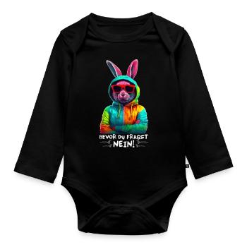Hase Kaninchen Sonnenbrille Bunt Cooler Hasen - Baby Bio-Langarm-Body - Schwarz - Vorne