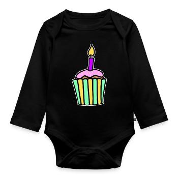 Cupcake - Organic Longsleeve Baby Bodysuit - black - Front