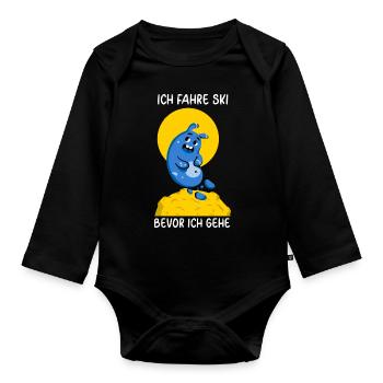 Ich fahre Ski bevor ich gehe - Baby Bio-Langarm-Body - Schwarz - Vorne