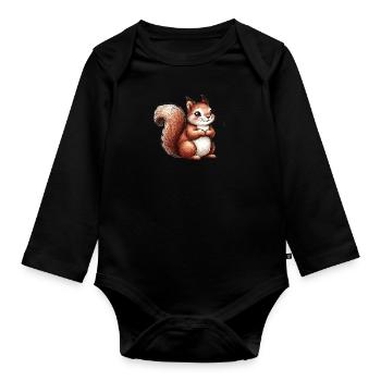 Süßes Eichhörnchen - Baby Bio-Langarm-Body - Schwarz - Vorne