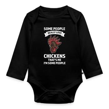 Hühnerhaltung Tierhaltung Geschenk - Baby Bio-Langarm-Body - Schwarz - Vorne