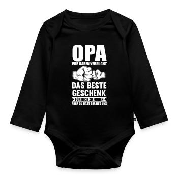 Stiefvater Familie Stiefpapa Geschenk - Baby Bio-Langarm-Body - Schwarz - Vorne