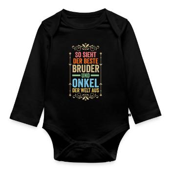 Bruder & Onkel Familie Bruder Geschenk - Baby Bio-Langarm-Body - Schwarz - Vorne