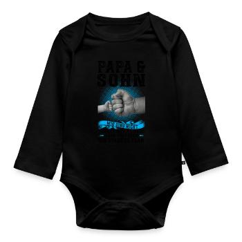 Papa & Sohn Familie Sohn Geschenk - Baby Bio-Langarm-Body - Schwarz - Vorne