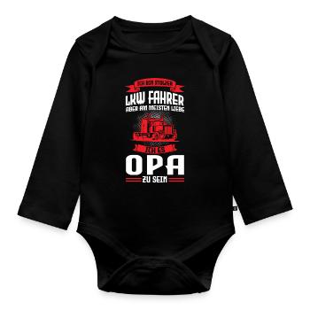 LKW Fahrer Opa Großvater Geschenk - Baby Bio-Langarm-Body - Schwarz - Vorne