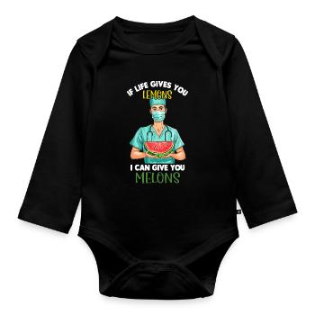 blague amusante sur les chirurgiens plasticiens, - Body Bébé bio manches longues - noir - Devant
